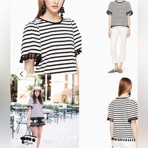 Kate Spade Black and White Flutter Sleeve Blouse EUC Sz. Sm